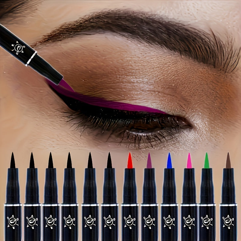 12pcs Liquid Eyeliner, Coloured, Waterproof, Smooth, Easy to Apply, Long-lasting, Non-Fading