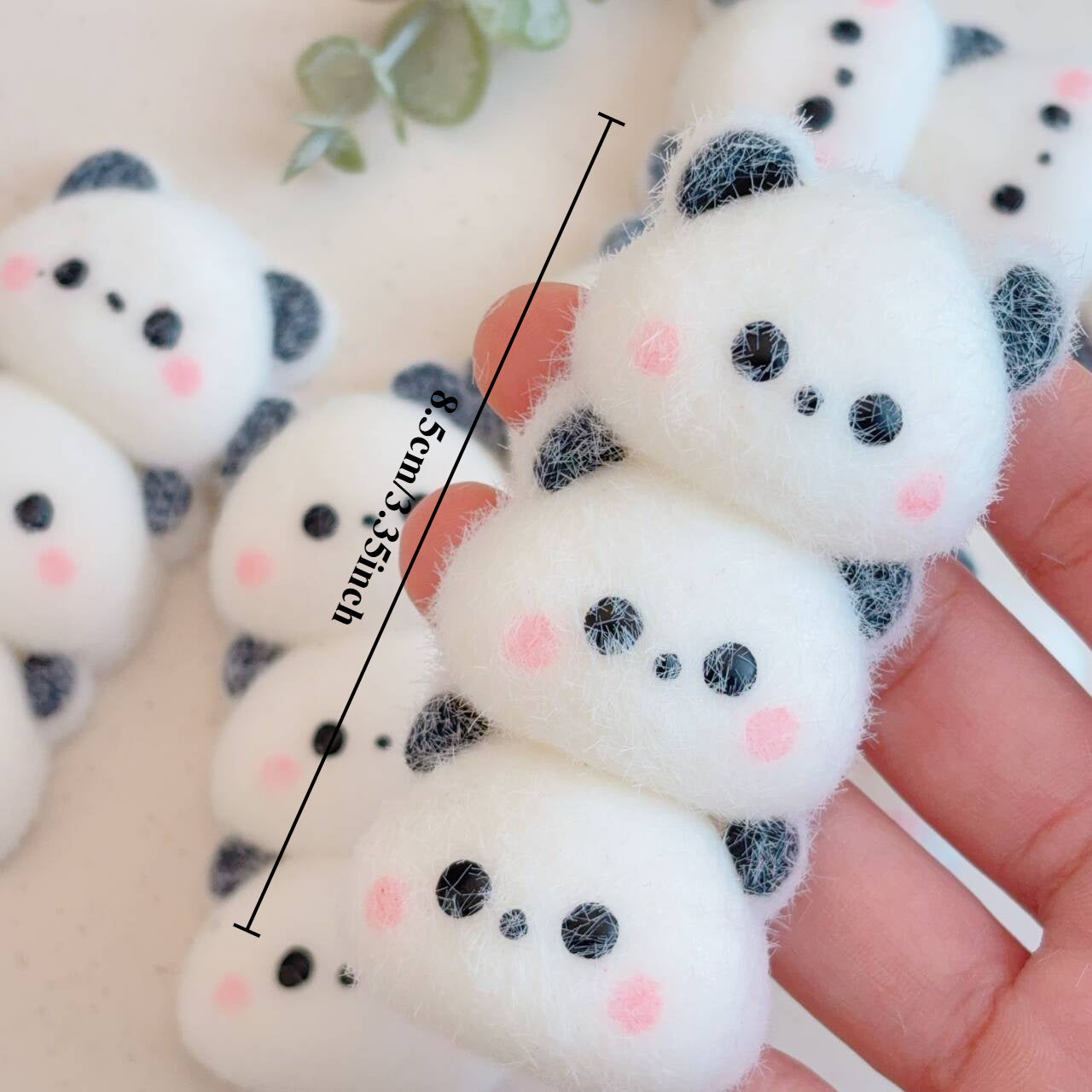 Adorable Blush Three-in-a-Row Panda Squeeze Toy with Slow Rebound and Creamy Texture, Soft Touch, Desk Companion, Holiday Gift