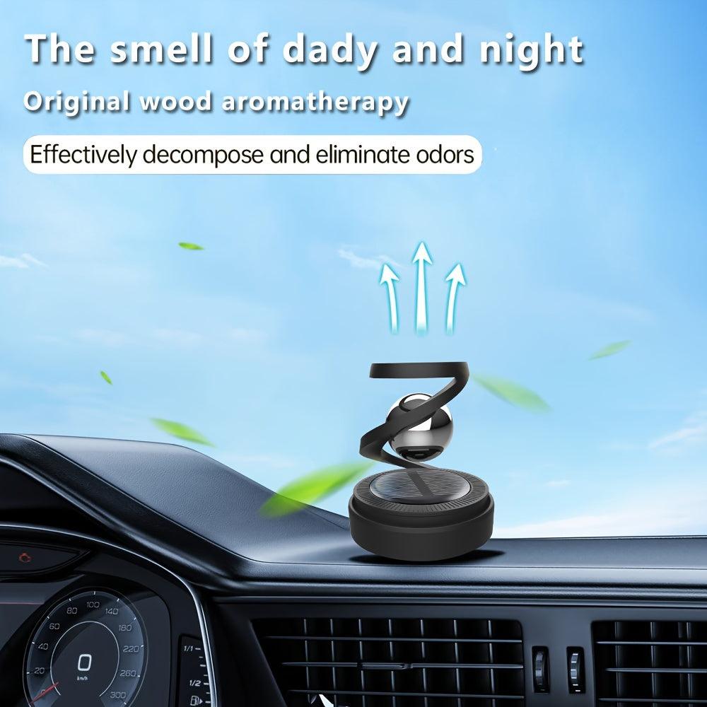 1pc Solar-Powered Rotating Car Aromatherapy Diffuser, Long-Lasting Fragrance, Dashboard Decor, Interior Accessory, Compatible with Balm/Tablets/Sticks