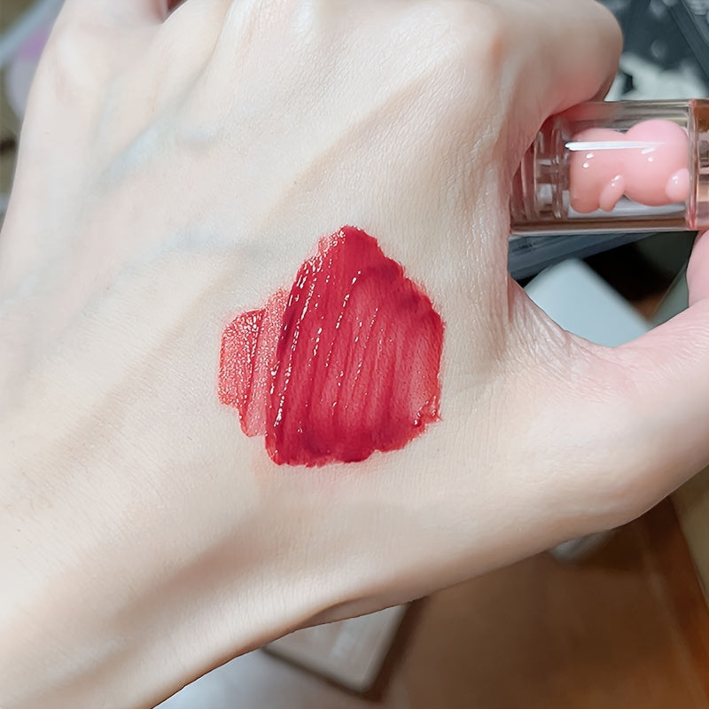6-Color Strawberry Bear Cherry Lip Gloss - Vibrant Berry Shades, Creamy Texture, Mirror-Like Shine, Waterproof, Stain-Resistant, and Durable - Perfect Gift for Women on Valentines Day