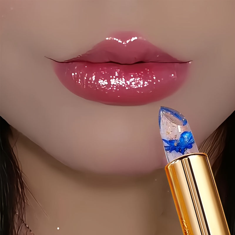 3pcs flower shaped crystal gel lipstick - warm color changing, moisturizing and non mucous membrane, 3 colors, moisturizing and non fading lip gloss