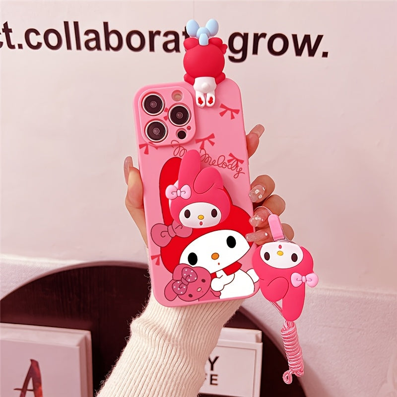 Sanrio Cartoon Mobile Phone Case - Vibrant Full-Coverage TPU Soft Shell with Stand - Compatible with iPhone 16/15/14/13/12/11/XS/XR/X Plus Pro Max, Cute and Fashionable Design