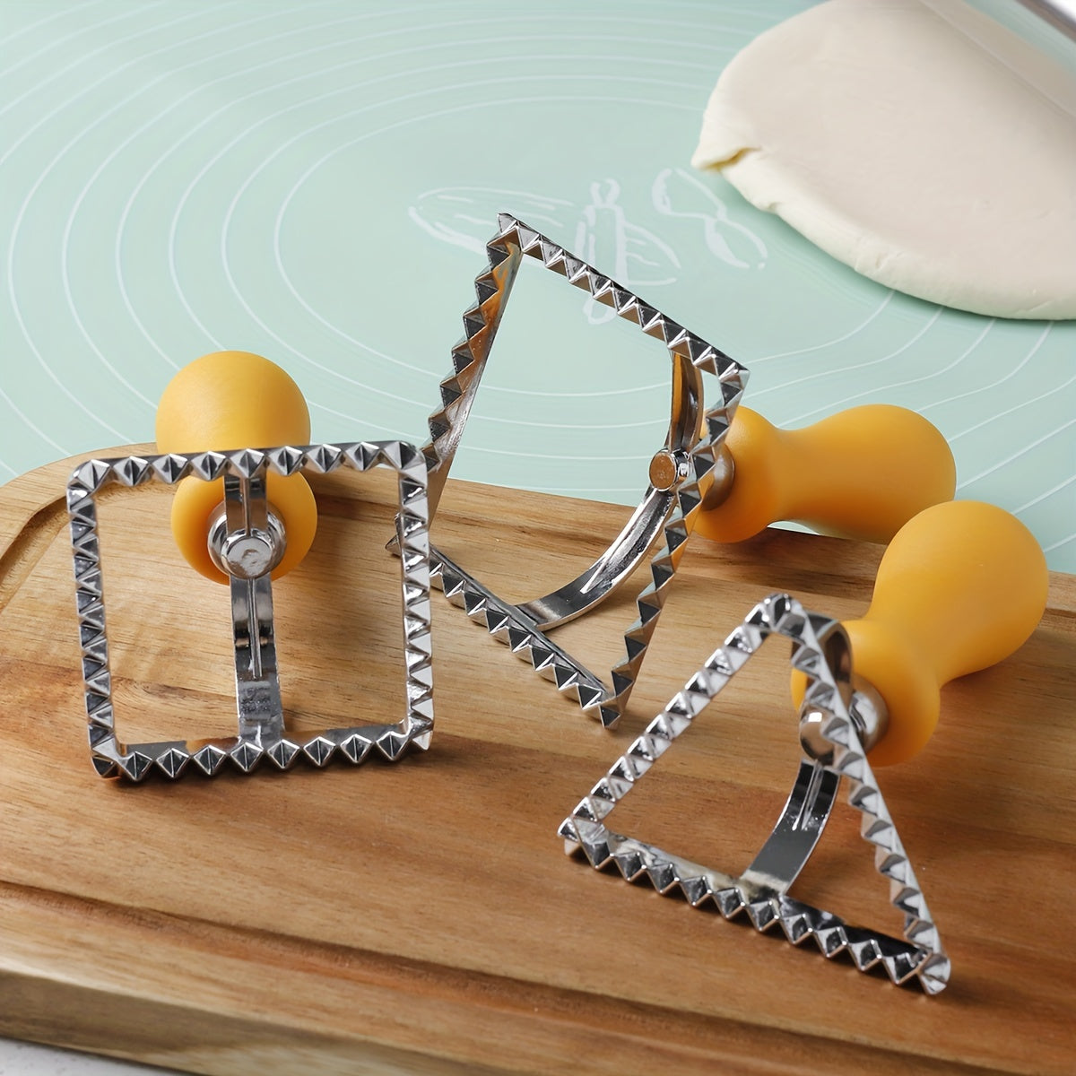 3pcs, Cookie Cutters With Handles, Pastry Cutters, Biscuit Molds, Dumpling Molds, Baking Tools, Kitchen Accessories