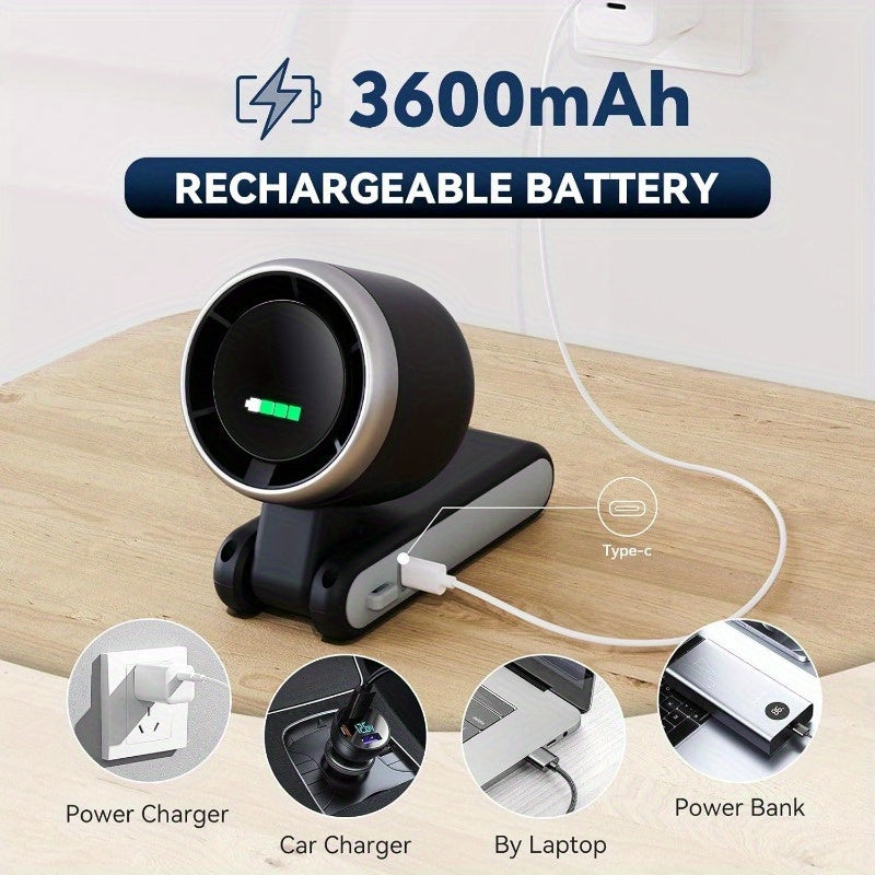 3-in-1 Portable Turbine Fan, 5 Speeds, 3600mAh Rechargeable Lithium Battery | USB Chargable, Pocket Fan for Travel, Outdoor & Indoor Use - Handheld, Desk Fan, Neck Fan, Travel Fan | Modern Aesthetic, Dur
