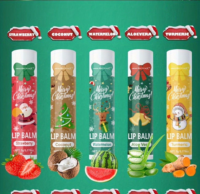 Gift Set 10pcs/Box Deep Hydration Long-Lasting Moisturizing Lip Balm Set Smooth Lips Christmas Theme Gift.