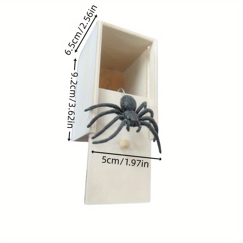 Handmade Wooden Spider Surprise Gift Box | 1pc | Wooden | Swingable, Reusable | Prank Toy | Birthdays, Christmas, April Fools' Day | Fun
