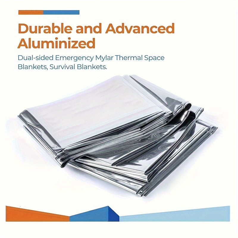 90% Heat Retention Thermal Blankets - Ultimate Survival Kit: 10-Pack, 52"" X 82"" - Essential Outdoor Gear