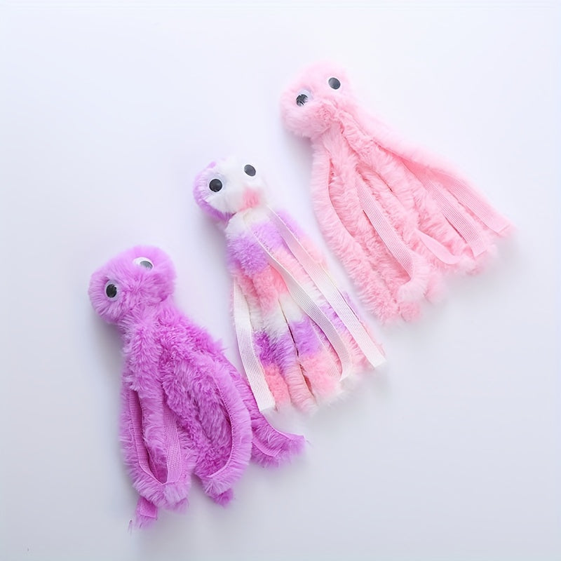 1pc Cartoon Octopus Design Cat Toy - Durable, Chewable, Interactive Plush Toy for Cats and Dogs - Fun, Colorful, Soft, and Safe Pet Supply