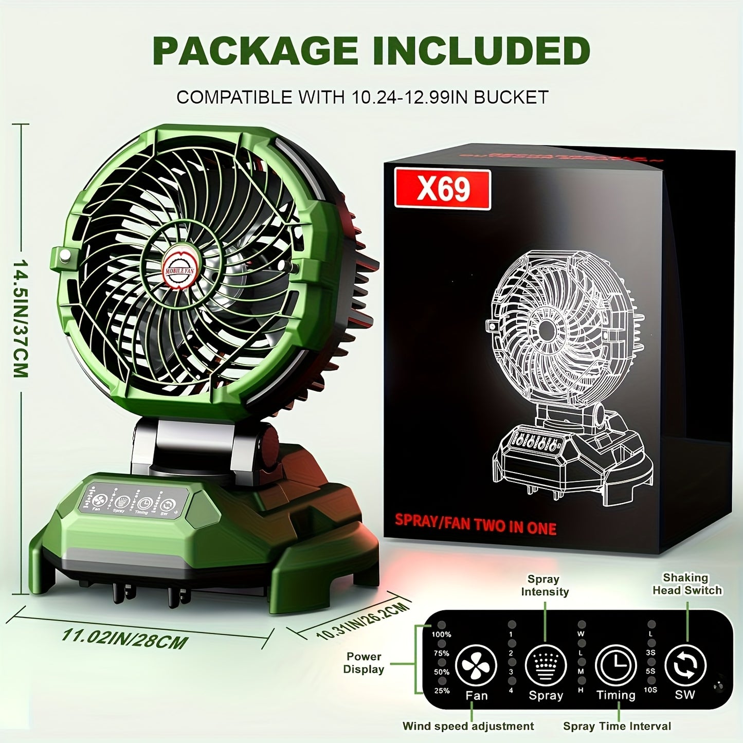 Rechargeable Misting Fan – Tent, Camping, Outdoor Cooling