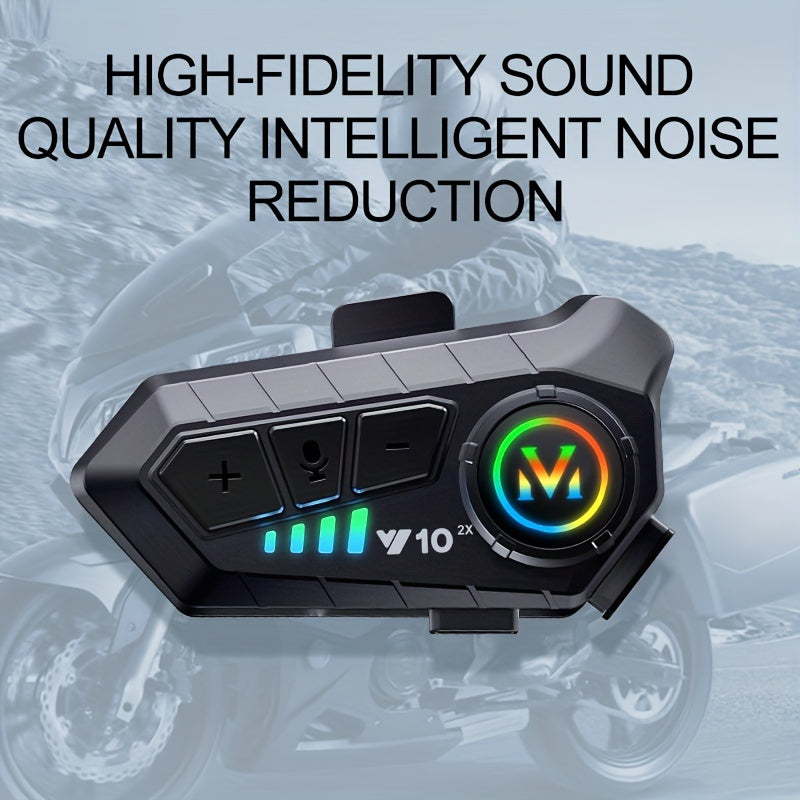 Wireless Motorcycle Helmet Intercom, 2-Rider 300M Range, Noise Reduction Earphone, Music Sharing, Call Control, Type-C Charging, 1000mAh Lithium Polymer Battery, Plastic Material, No Charger Included