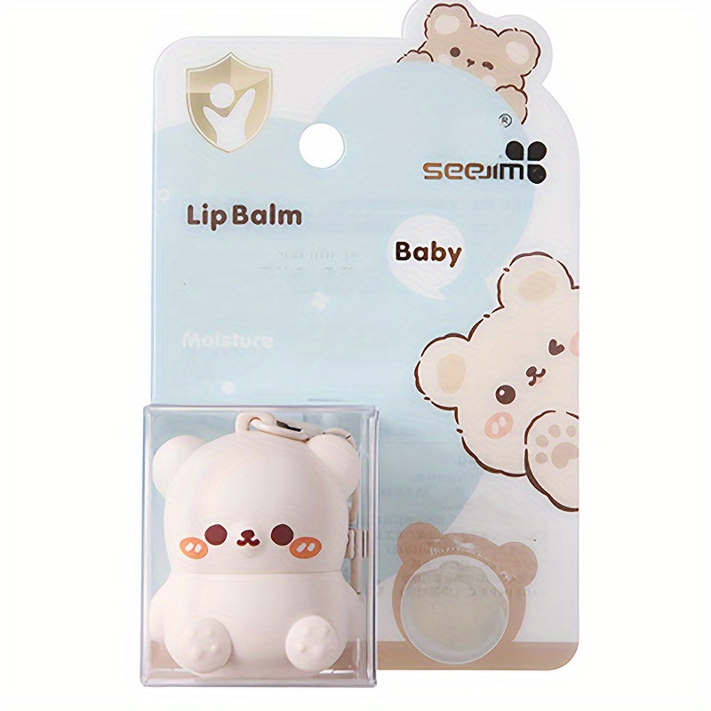 Hypoallergenic Lip Balm - Moisturizing, Soothing for Dry Lips | Cute Cartoon Bear Design, Glossy Finish, Unisex Adult