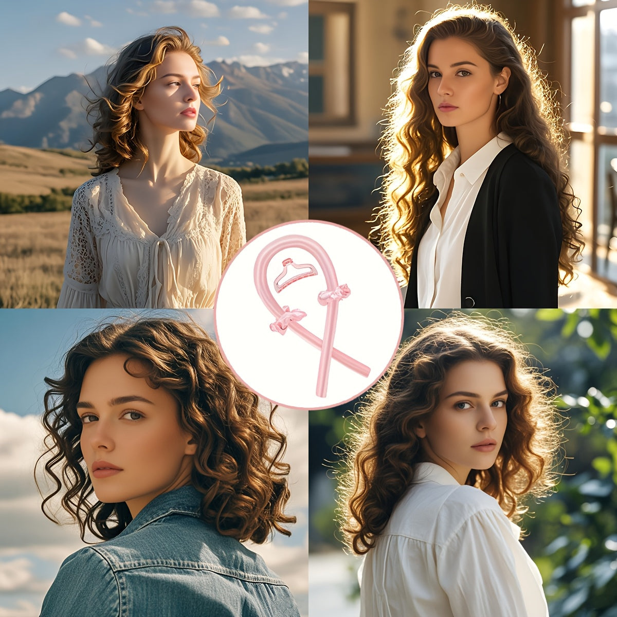 Satin Heatless Curling Set for Soft Overnight Curls