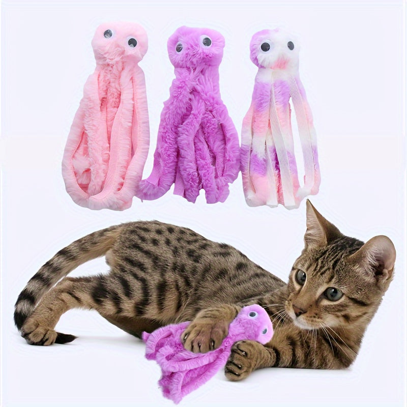 1pc Cartoon Octopus Design Cat Toy - Durable, Chewable, Interactive Plush Toy for Cats and Dogs - Fun, Colorful, Soft, and Safe Pet Supply