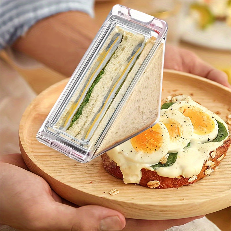2 Sandwich Boxes, Triangular Container, Transparent Material, Clean And Hygienic, Washable, Easy to Carry, Safe for Outdoor Use, Suitable for School, Picnic, Camping, Toast, Bread And Sandwiches, Valentine'S Day