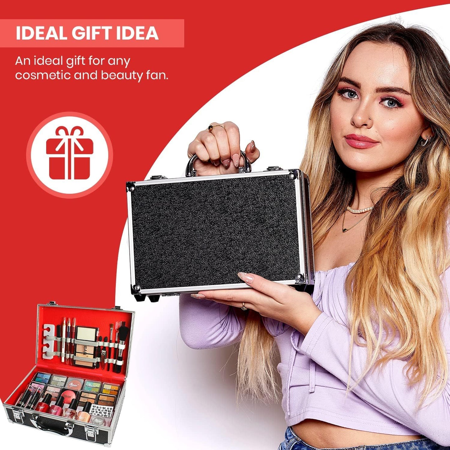 UK LOCAL SELLER - 76pcs Makeup Cosmetic Kit with Aluminium Vanity Case .