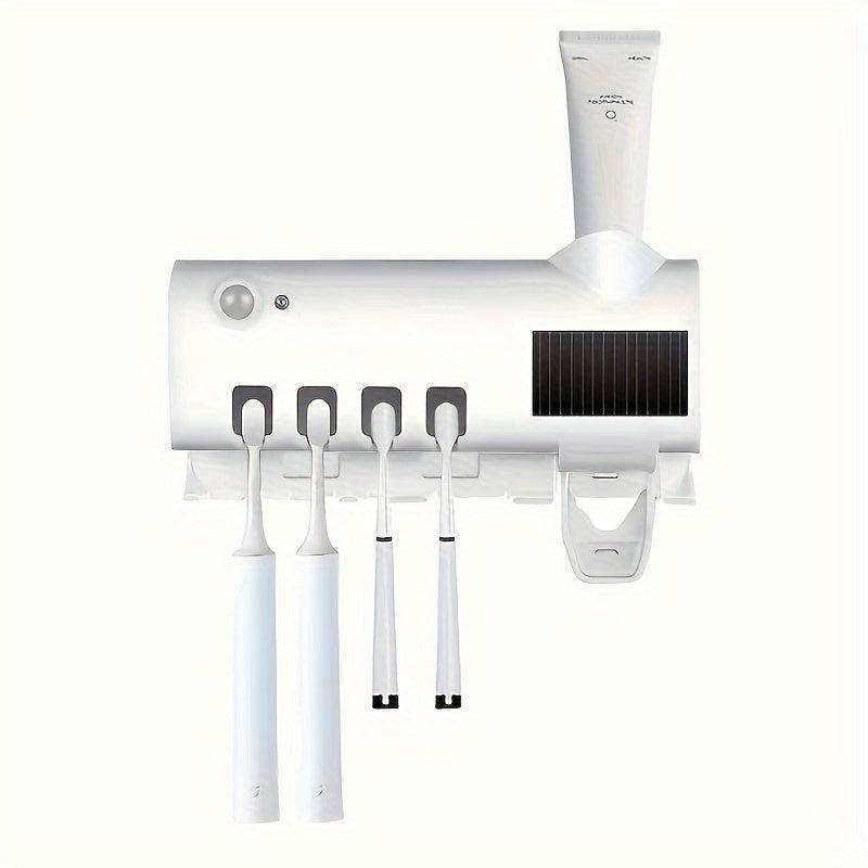 Stylish Smart Toothbrush Holder, Toothbrush UV Sterilizer with Automatic Toothpaste Dispenser, USB Charging, 6 Important Holidays Gifts, Christmas, Halloween, Valentine's Day, Easter etc., Very Suitable for Home Bathrooms and