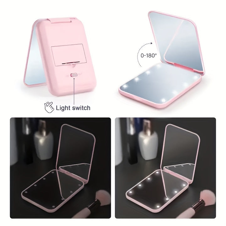 LED Pocket Makeup Mirror, 1X/3X Magnified LED Mini Compact Travel Makeup Mirror,