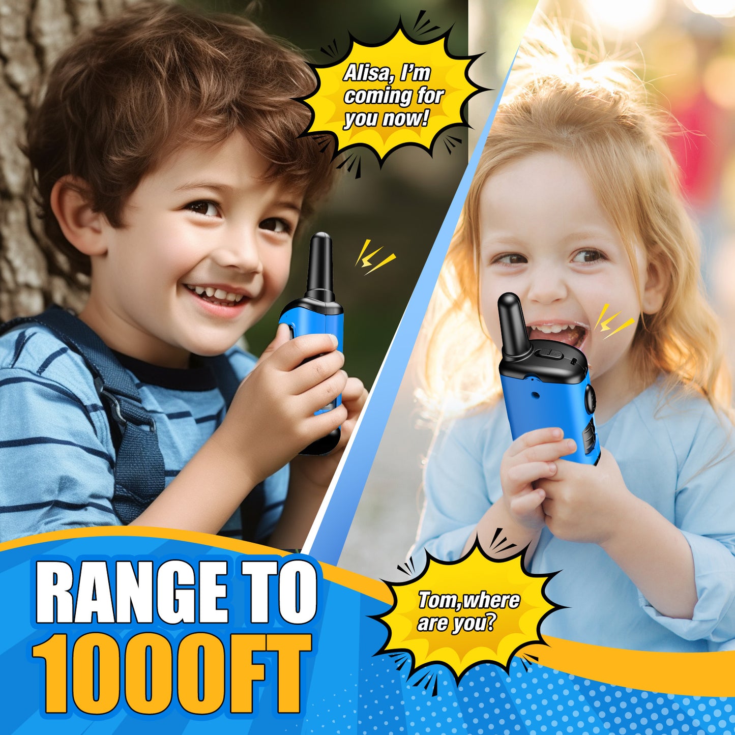 2 PCS Walkie Talkie Kids, Toys for 3-8 Year Old Boys Toys Age 4 5 6 7 8 9 Year Old Gifts Kids Toys Walkie Talkie for Outdoor Activity Camping Garden