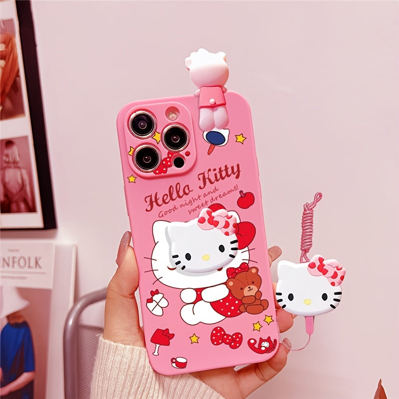 Sanrio Cartoon Mobile Phone Case - Vibrant Full-Coverage TPU Soft Shell with Stand - Compatible with iPhone 16/15/14/13/12/11/XS/XR/X Plus Pro Max, Cute and Fashionable Design