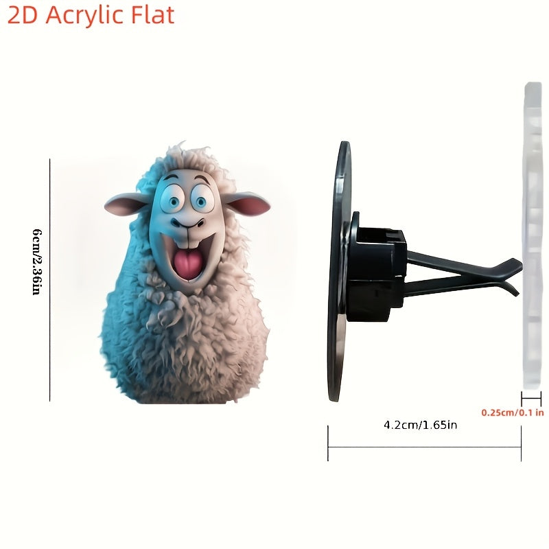 2D Acrylic Flat Fun Lamb 2D Acrylic Automobile Air Freshener Suit-Long Lasting Fragrance with Aromatherapy Pad/Compression Stick/Stick Option-Funny Car Interior Design Accessories