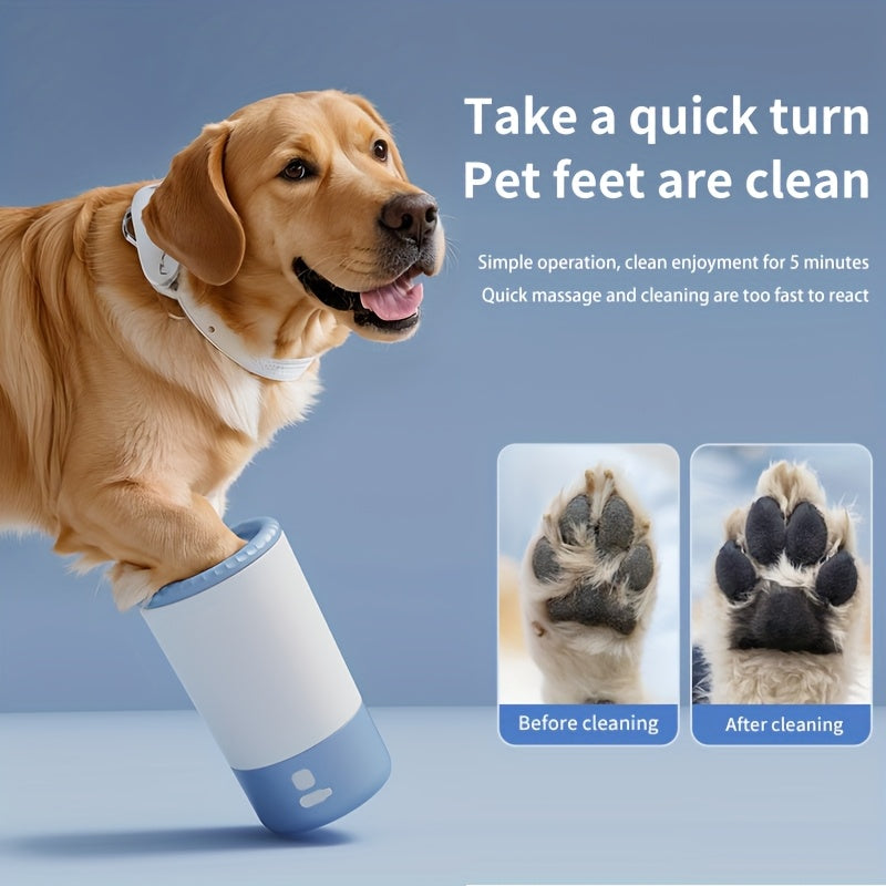 1pc 3-in-1 Electric Pet Grooming Tool - USB Rechargeable, Portable Silicone Self-Cleaning Paw Washer for Dogs & Cats, Comfortable Massage, Protects Claws, Ideal for Outdoor Use!