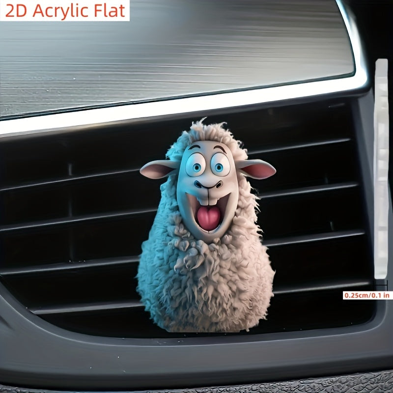 2D Acrylic Flat Fun Lamb 2D Acrylic Automobile Air Freshener Suit-Long Lasting Fragrance with Aromatherapy Pad/Compression Stick/Stick Option-Funny Car Interior Design Accessories
