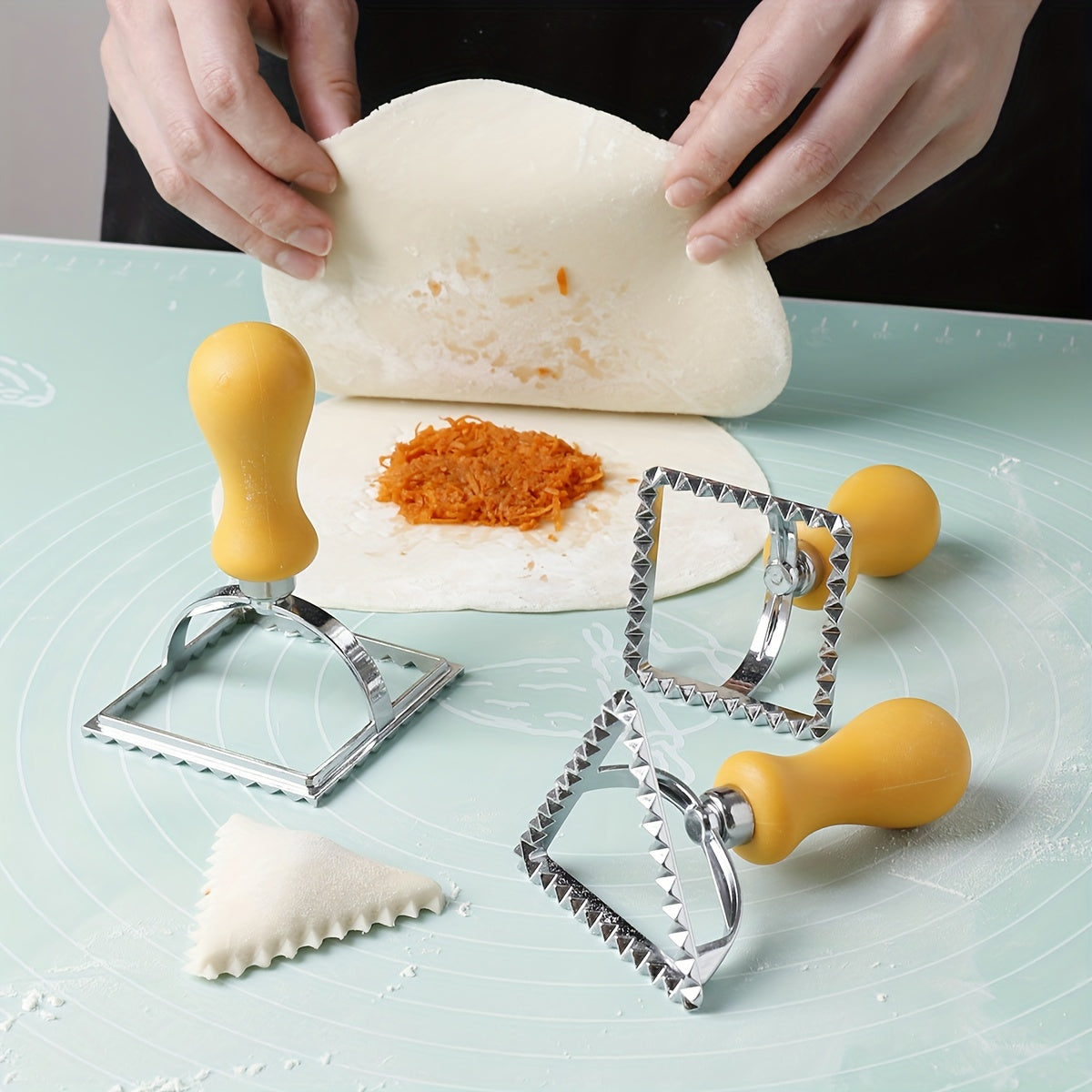 3pcs, Cookie Cutters With Handles, Pastry Cutters, Biscuit Molds, Dumpling Molds, Baking Tools, Kitchen Accessories