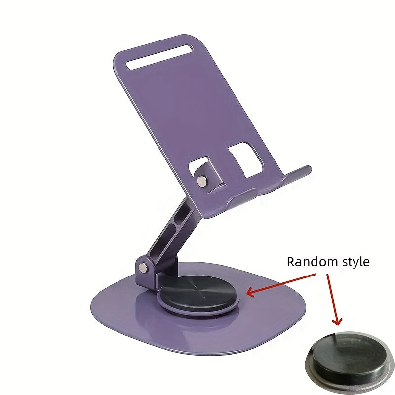 360° Rotating Metal Phone and Tablet Stand | Foldable Desktop Holder with Suction Cup Base | Adjustable Height & 180° Tilt | Multi-Angle Viewing Angle | Sleek Metallic Finish | Ideal for Office Use, Portable Device Stand |