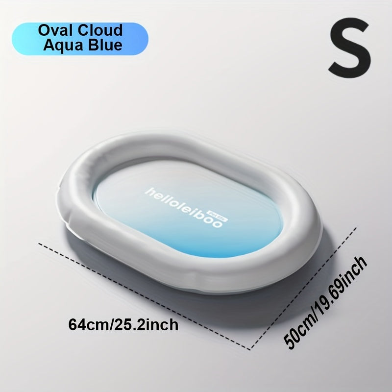 Pet Ice Cushion - Portable, Washable Summer Cooling Pad for Cats & Dogs, Oval Shape, Light Blue with White Border, Ideal for Car Seats & Beds, Pet Comfort|Stylish Pet Bed|Durable Polyvinyl Chloride