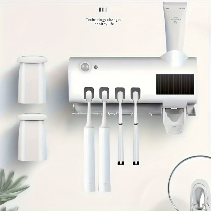 Stylish Smart Toothbrush Holder, Toothbrush UV Sterilizer with Automatic Toothpaste Dispenser, USB Charging, 6 Important Holidays Gifts, Christmas, Halloween, Valentine's Day, Easter etc., Very Suitable for Home Bathrooms and
