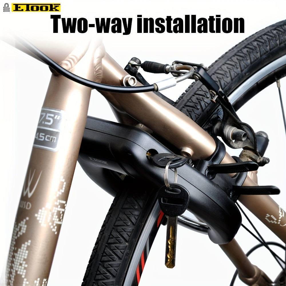 ETOOK Heavy-Duty Bike Lock - Anti-Theft U-Shaped Crab Claw Design for Mountain & Road Bikes, Stainless Steel Frame with Paint Finish