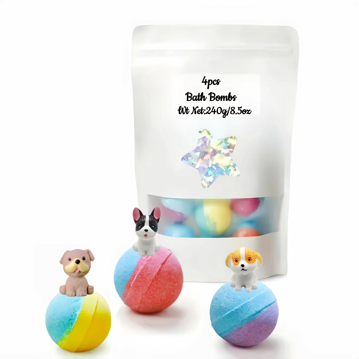 4/6pcs Bath Bombs with Surprise Puppy Inside - Lavender Scented Bubble Bath Salts, 4/6pcs Gift Set for Relaxation & Relaxation, Bath Time Fun.