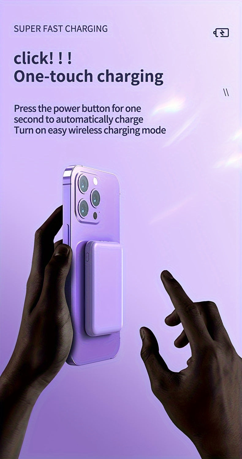 New 5000mAh Magnetic Wireless Power Bank for Apple 15 Pro / 14 Max / 13 / 12 Android Phones with LED Power Display, Portable Charger for Outdoor Travel Emergency Backup Mobile Power Supply, Gift