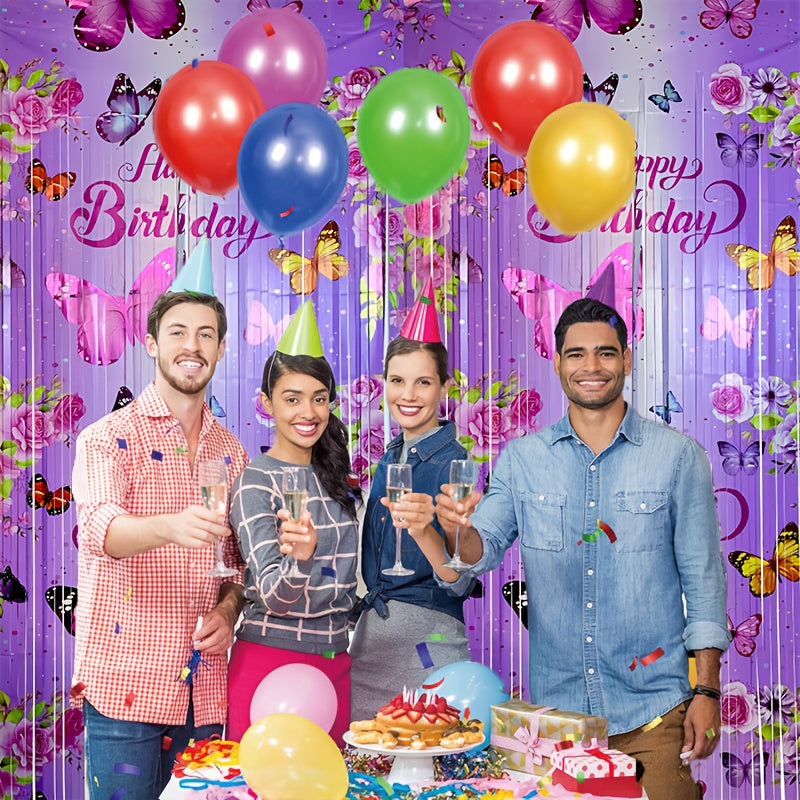 2-Pack Birthday Party Backdrop, 199.95x99.97 cm, Sparkle Tinsel Plastic Decorations, Shimmering Photo Booth Background, General Fit for Birthday Celebrations