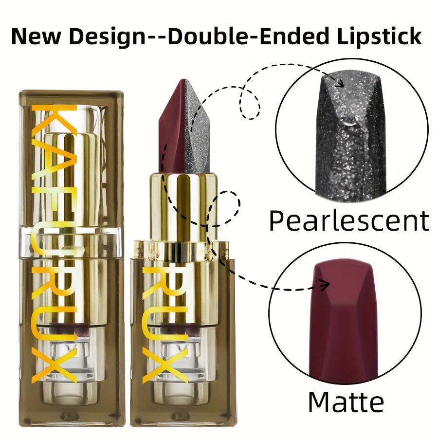 XUS Red & Black Two-Tone Lipstick - Waterproof, Sweatproof, High Pigment, Long-Lasting Makeup for All Skin. T
