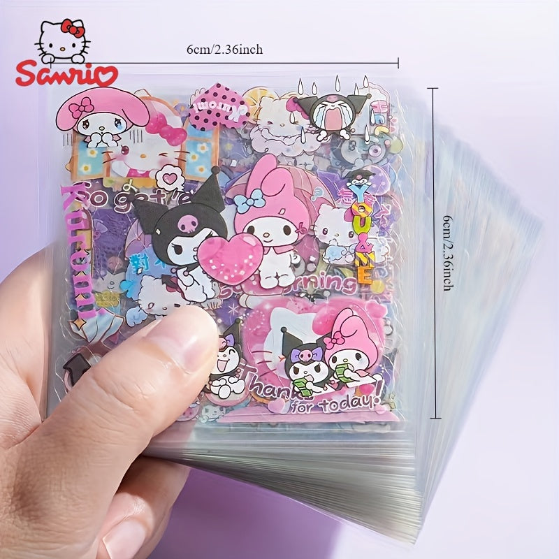 20-Count Sanrio Hello Kitty Waterproof PET Stickers - Non-Repetitive Cartoon & Animal Designs for Scrapbooking, DIY Projects, And Water Bottles