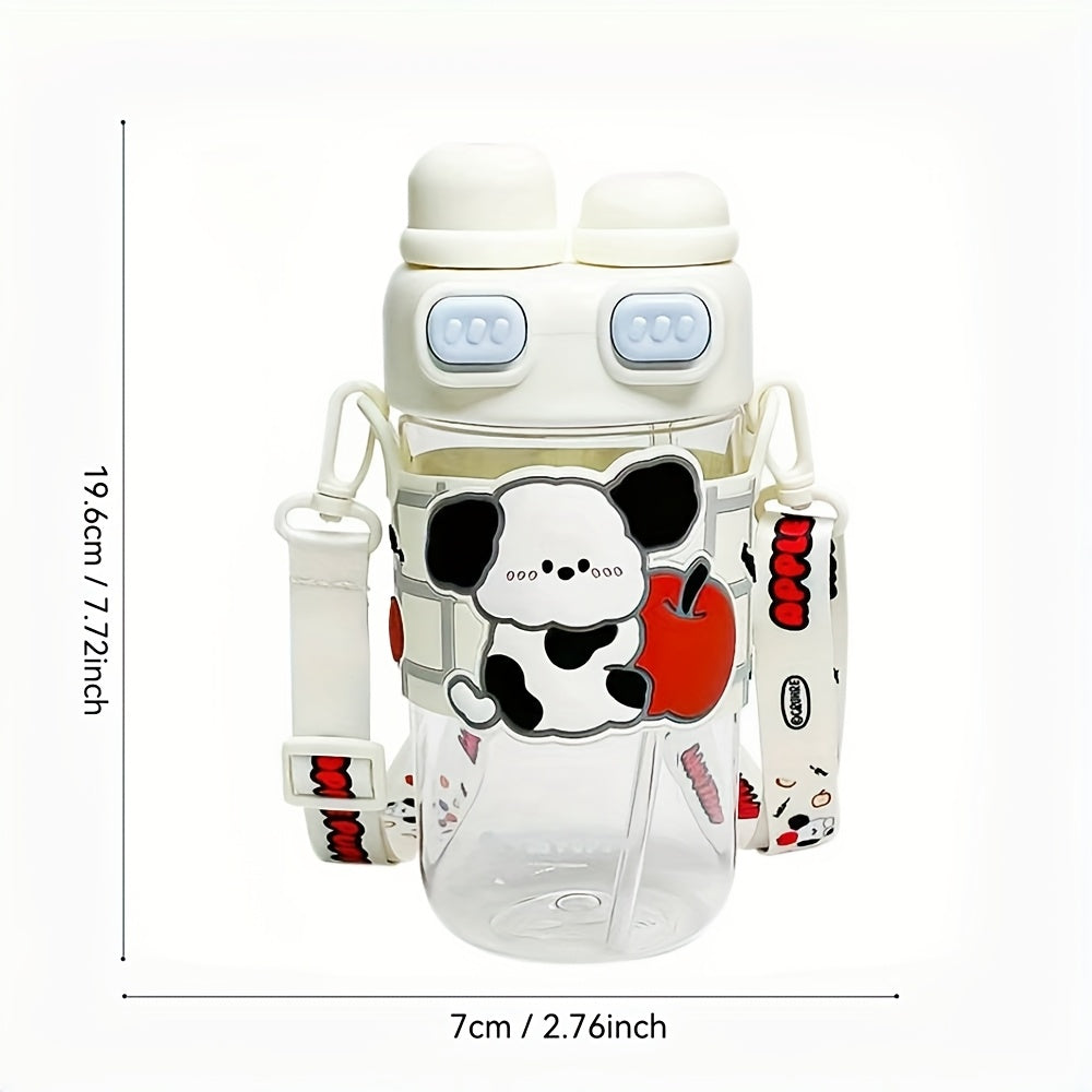 Cute Cartoon Tumbler - Capybara & Puppy Design, Portable, BPA-Free, Large Capacity, Ideal for Sports & Outdoor, Adorable Bear Illustrations