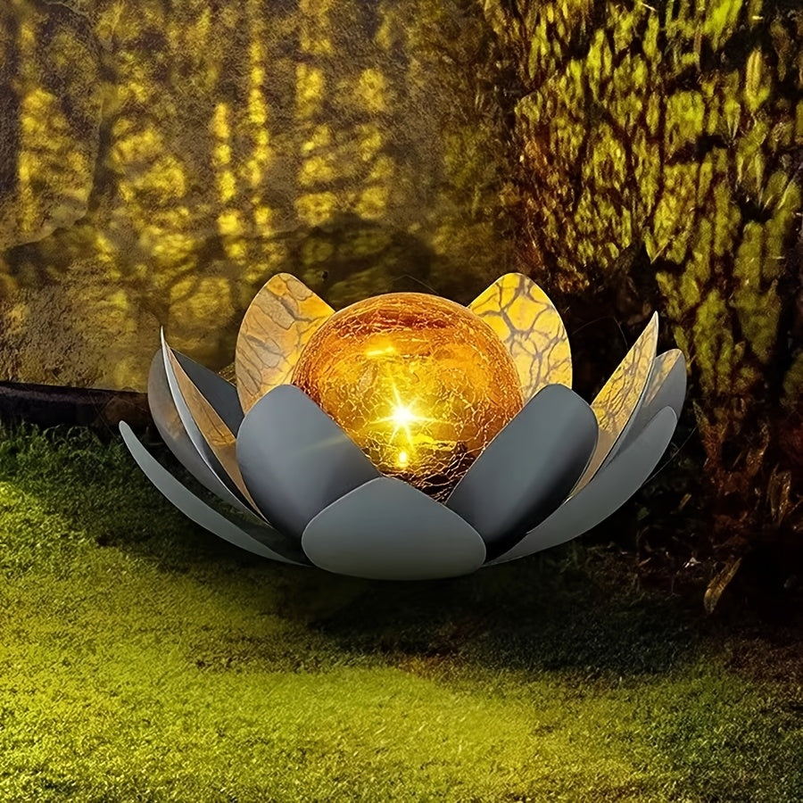 Solar Iron Art Lily Lamp, Outdoor Lighting, Suitable for Courtyard, Garden, Park, Pathway, Lawn