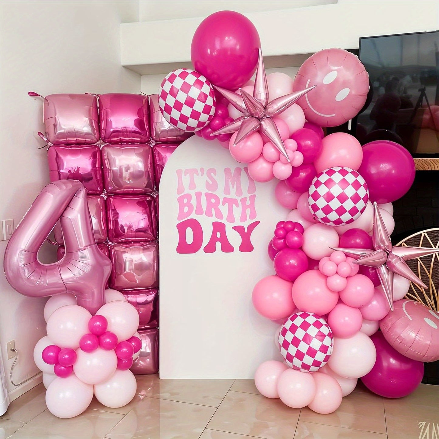 25pcs Double-Sided Pink & Red Aluminum Balloon Wall Set, 48.26cm Metal Tunnel Arch, Perfect for Photo Booths, Weddings, Anniversaries, Birthdays - Festive Party Backdrop with Sparkling Balloons, Party Backdrop | Colorful Ball