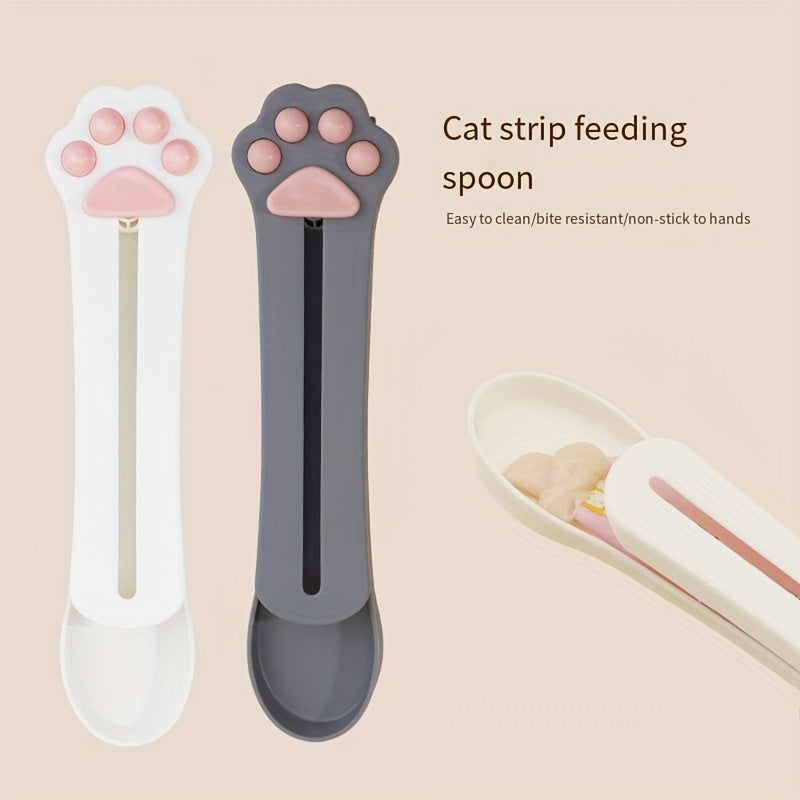 1pc WhiskerWonders Cat Treat Feeding Spoon, Plastic Pet Food Pusher for Cats, Easy-to-Use Lickable Stick Dispenser for Feline Snacks, Cat Food Spoon