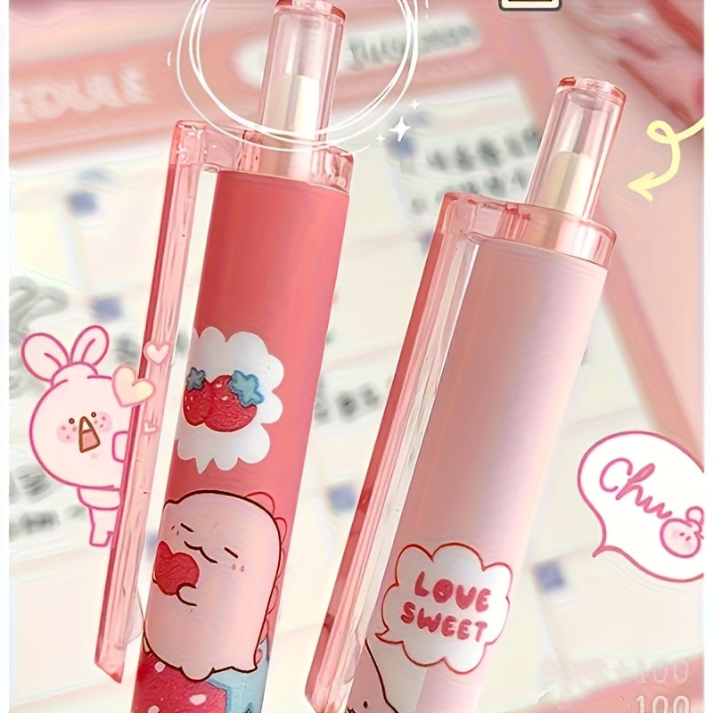 6-Pack Strawberry & Cream Patterned Ballpoint Pens, 0.5mm Fine Tip, Quick-Dry Black Ink | Playful Design with Adorable Strawberry Characters, Smooth Writing for Stationery & Gift Packaging (Random Colors), Strawberry Themed I