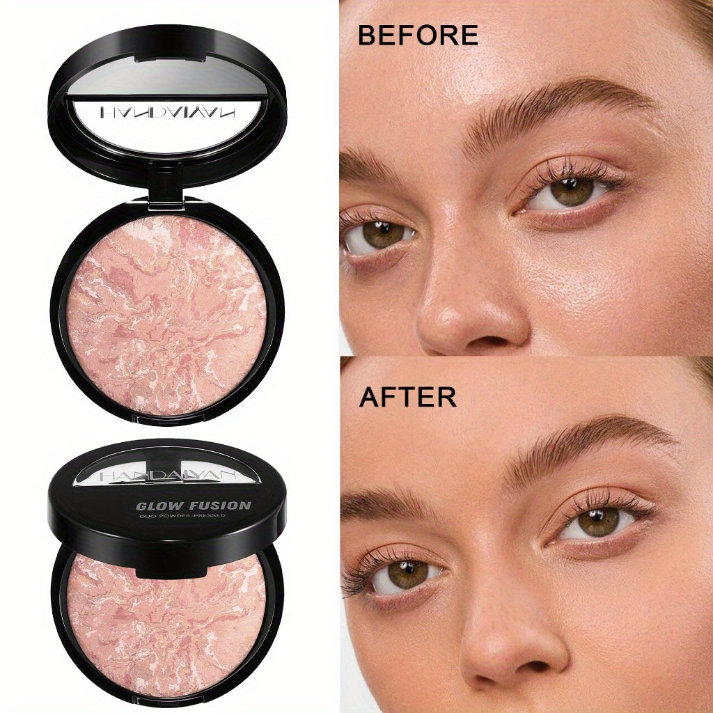 Marble Baked Powder Contour Palette - Nose Shadow, Blush, Highlighter, Long-Lasting Lightweight Foundation, Perfect for All Skin Types, Natural Finish, All-in-One Makeup Kit,