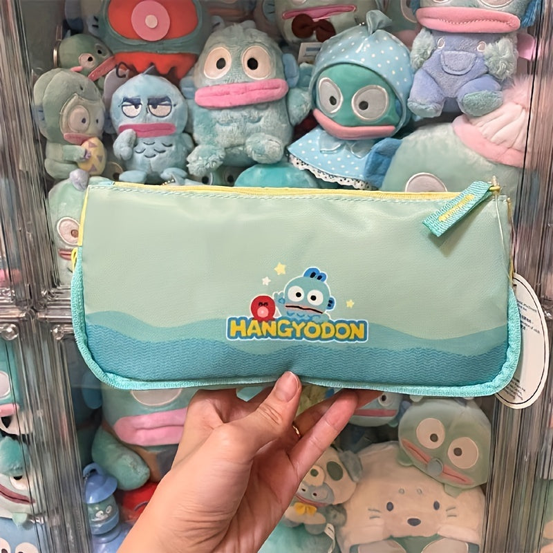 Sanrio Hangyodon Mesh Pencil Case - Cute Cartoon Character Design with Zipper, Durable Plastic Stationery Organizer, Mixed Colors, Perfect for School or Office Supplies