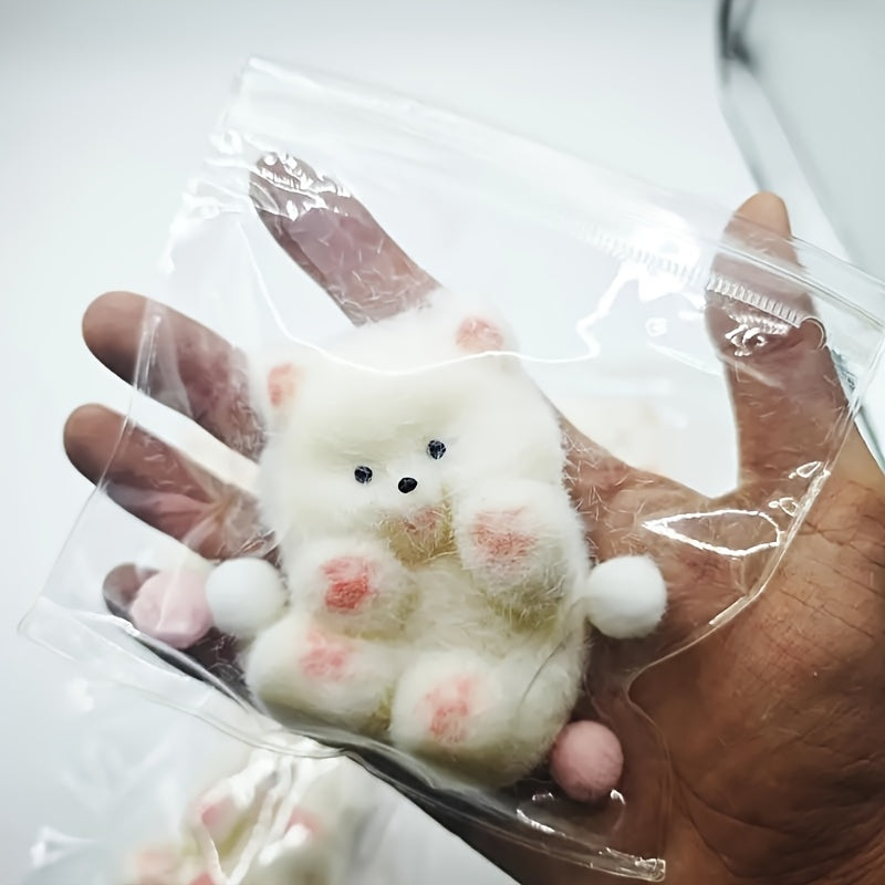 1pc Cuddly Soft Plush Puppy Toy - Slow Rebound, Stress Relief Squeeze Companion, Rubber Material, White with Pink Accents