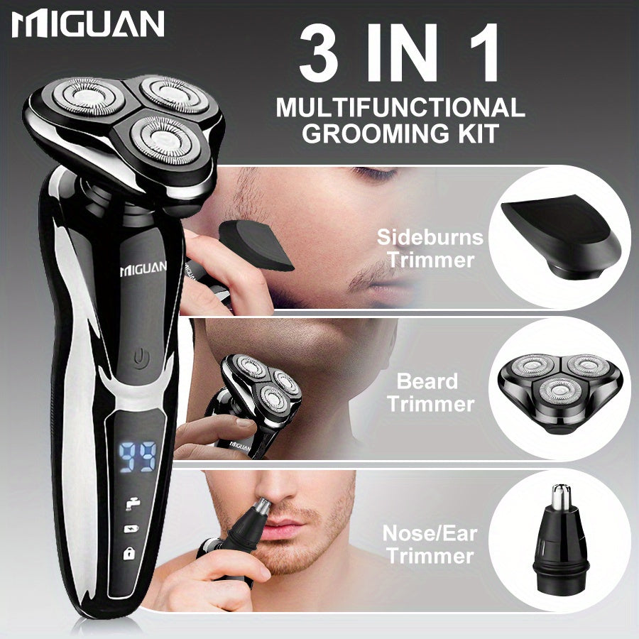 Multi-Function 3-in-1 Electric Grooming Kit-Shaver, Nose Trimmer & Sideburn Razor.