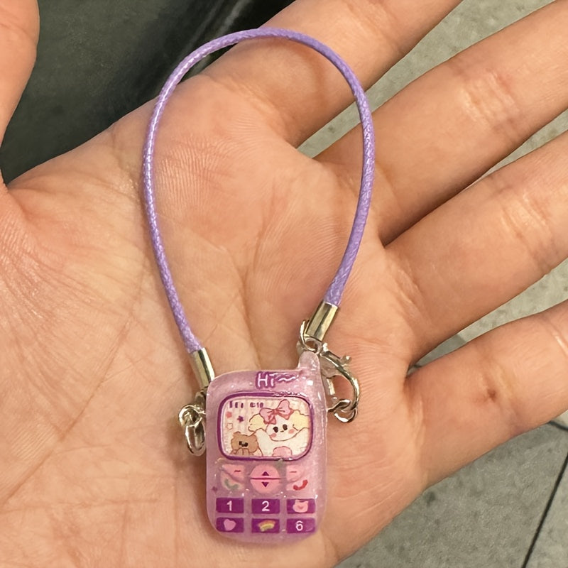 Adorable Cartoon Animal Resin Keychain with Colorful Phone Charms - Fun Bag Accessory and Gift Idea for Women