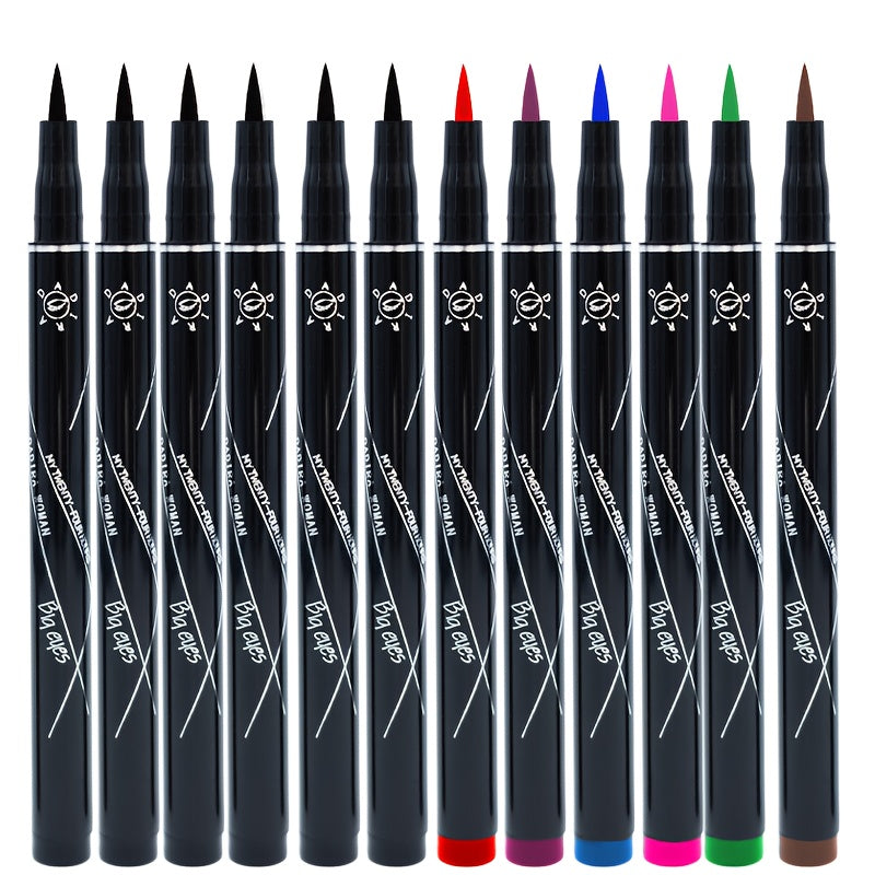 12pcs Liquid Eyeliner, Coloured, Waterproof, Smooth, Easy to Apply, Long-lasting, Non-Fading