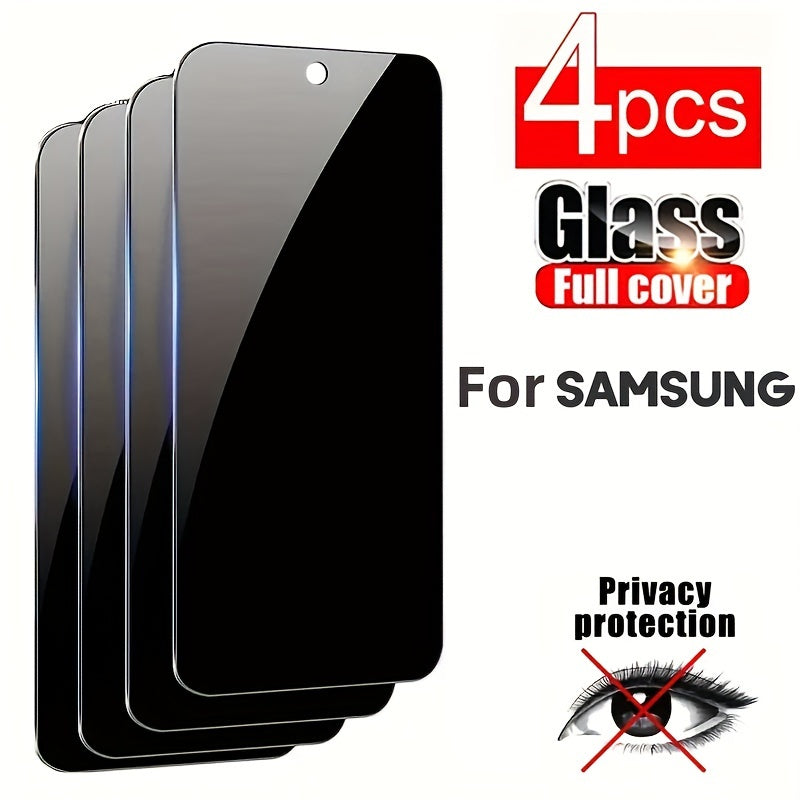 4pcs Privacy Tempered Glass Screen Protector For Samsung S23 S21 S20 FE A15 A14 A13 A12 A24 A23 A22 A25 A34 A35 A54 A55 A53 A52s A51 A71 A73 5G A04 A04S A05 A05S A31 A32 A33 Series