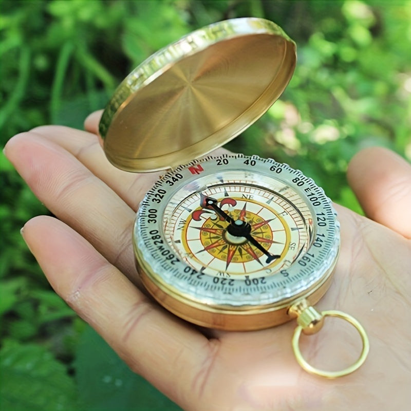 1pc Premium Copper Survival Compass - High-Accuracy Navigation, Glow-in-the-Dark Visibility, Water-Resistant, Durable Construction - Essential Tool for Camping, Hiking, Backpacking, Outdoor Adventures at Night