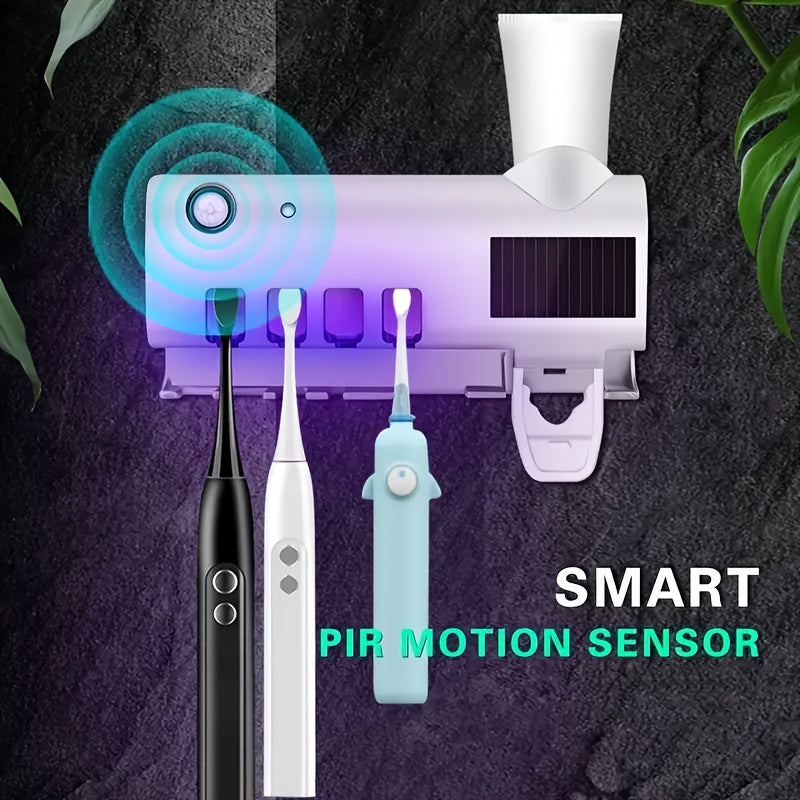 Stylish Smart Toothbrush Holder, Toothbrush UV Sterilizer with Automatic Toothpaste Dispenser, USB Charging, 6 Important Holidays Gifts, Christmas, Halloween, Valentine's Day, Easter etc., Very Suitable for Home Bathrooms and